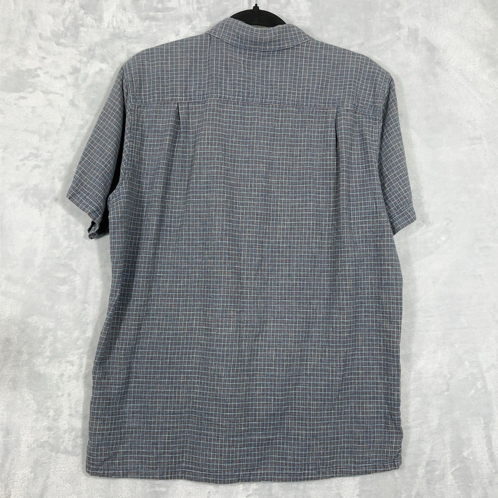Patagonia Mens Button Shirt Back Step Short Sleeve M Cotton Hemp Blue Plaid - Picture 8 of 11